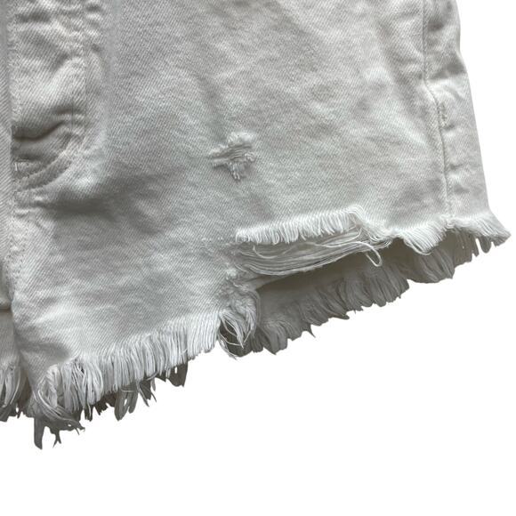 Anthropologie We The Free White Button Front Distressed Frayed Hem Shorts Sz 26 - Picture 6 of 11